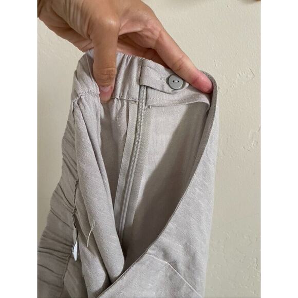J.Jill Pants Women's Medium Linen Stretch Light Gray Button Hem Cropped Pants - Picture 5 of 7